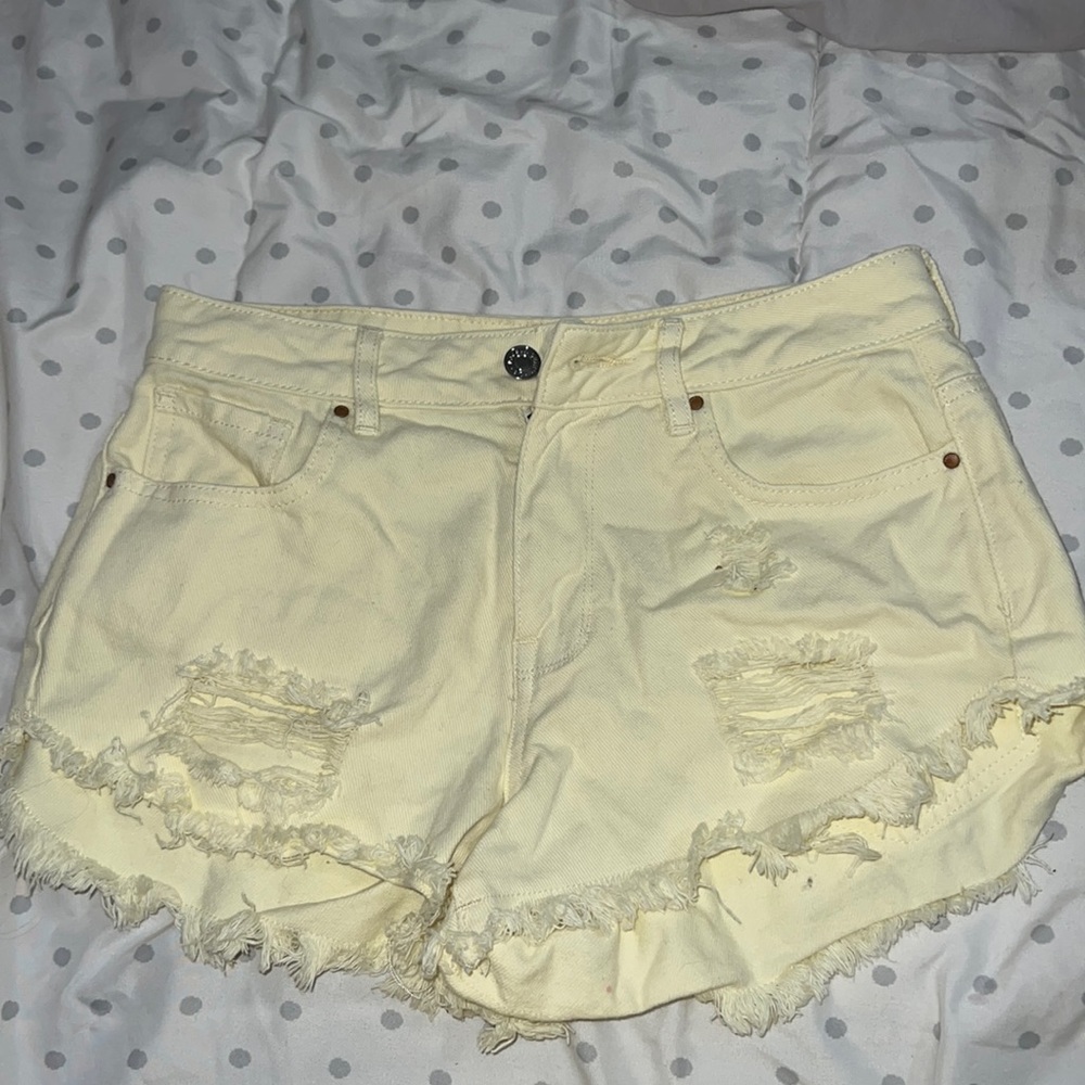Yellow denim shorts from PacSun